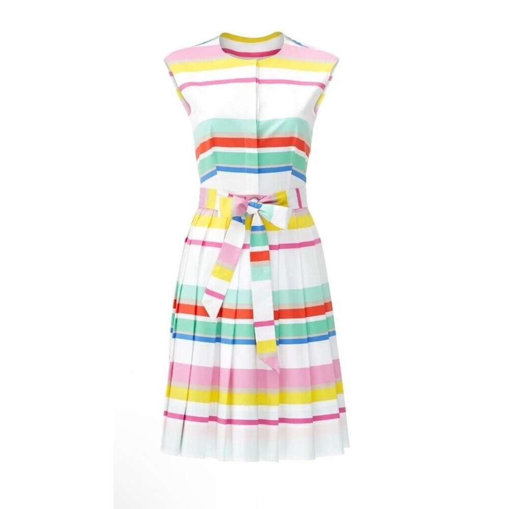 Kate Spade New York Multi Color Pleated Stripe Shirt Dress Preppy Size 6 $398 - Picture 3 of 11